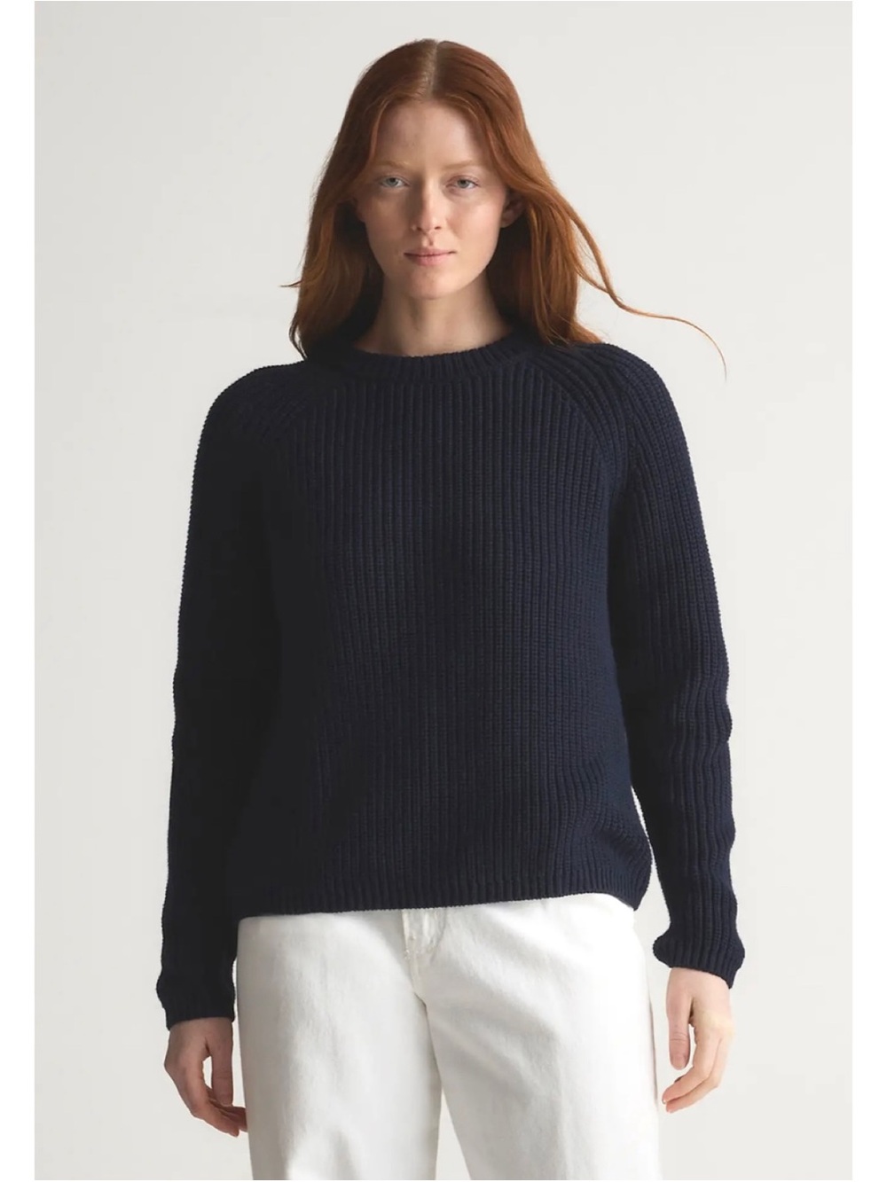 Quince 100% Organic Cotton Fisherman Crew Sweater Size M Navy Quiet Luxury
